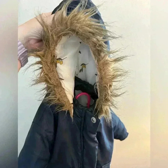 7 For All Mankind Size 12 M Hoodie Jacket Coat Navy Plush Puffer Lemond Cold - Picture 3 of 6